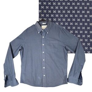 Abercrombie & Fitch Button Down Shirt sz XL Men Muscle Blue White Pattern Preppy